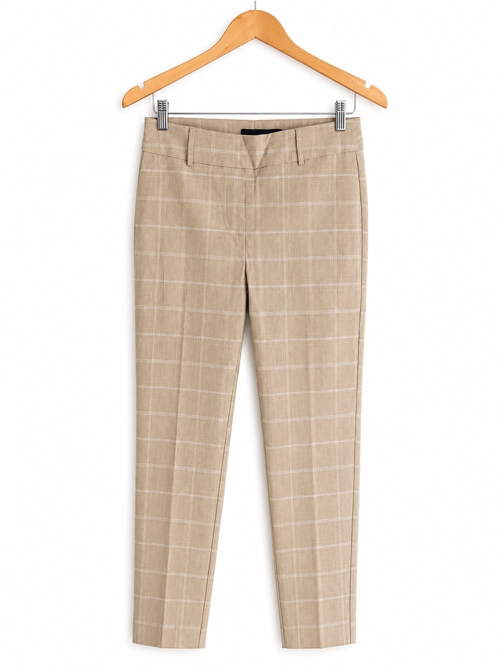 Suzy Shier Beige Windowpane Plaid Ankle Pants | Size Medium | NWT